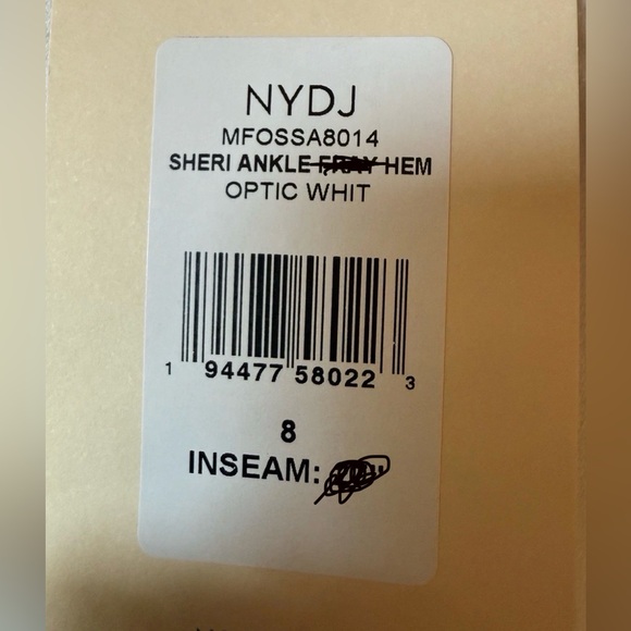 NYDJ‎ Sheri Slim Jeans Women's 8 White Stretch Denim Ankle Length NWT Flaw - Picture 4 of 11